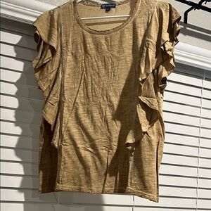 Democracy Mustard Ruffle Sleeve Blouse